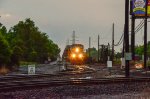 UP AC45CCTE locomotive leading a train in the Yard